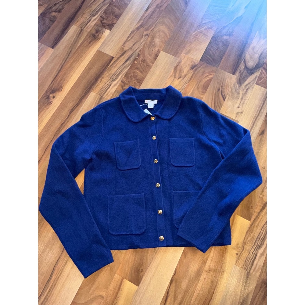 Crewcuts Button Front Sweater Kids Large 10-11 Blue NEW Peter Pan Collar classic